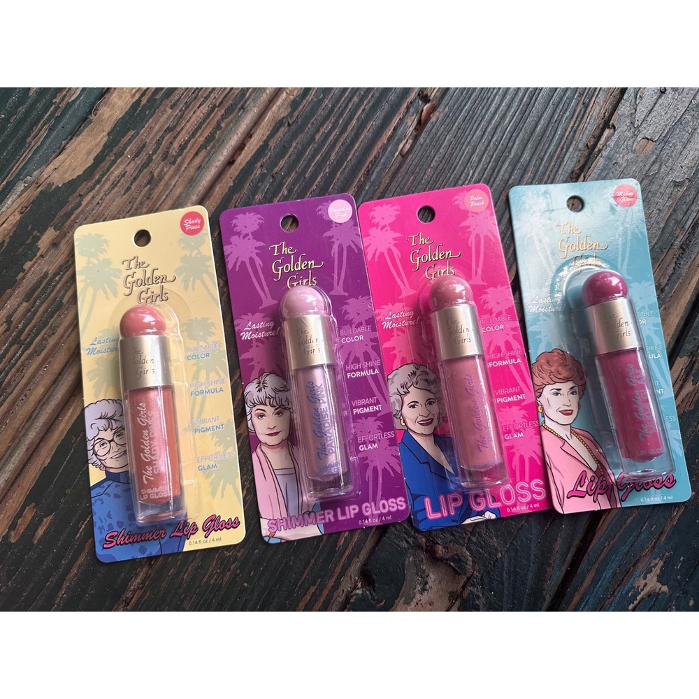 The Golden Girls Lip Gloss Set 4 Pack Shady Pines Paradise Pink Miami Glam NEW